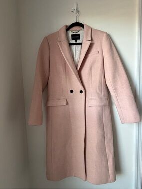 Banana Republic Blush Pink Wool-Blend Long Trench Coat